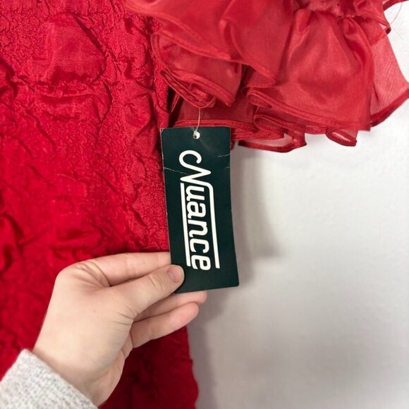 Vintage NWT Deadstock Red 80's Ruffle Sleeve Bodycon Mini Dress Size: 13 - Picture 5 of 10